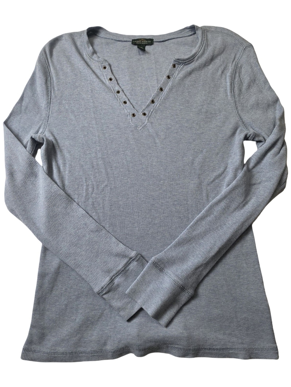Lauren Jeans Co. Ralph Lauren Blue Thermal Henley Long Sleeve Top Women’s L